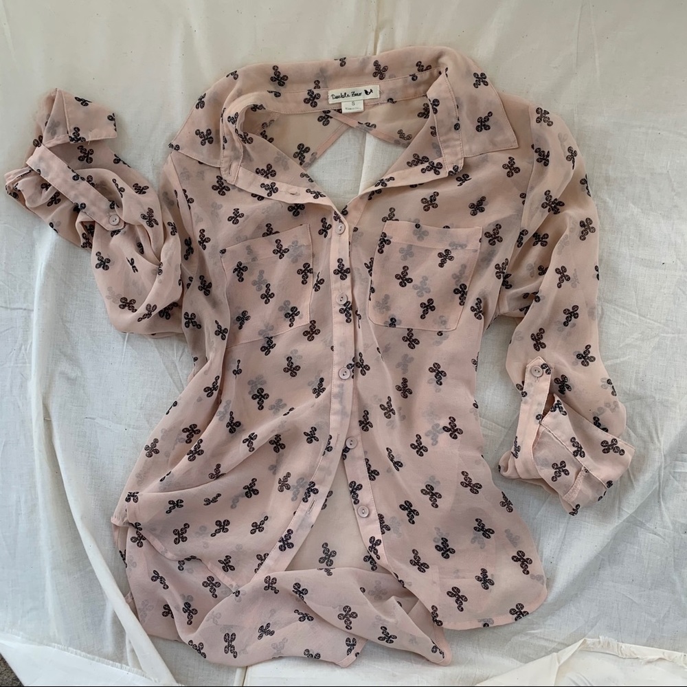 See-through blush blouse